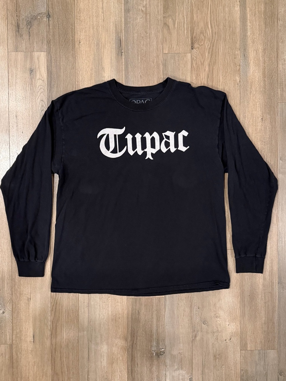 Black Long-Sleeve Graphic Tee with White Lettering